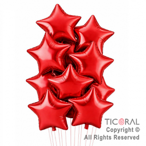 SET DE GLOBOS METALIZADOS ESTRELLA ROJO x 10 UNIDADES